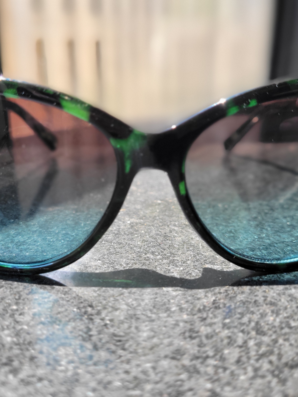 Esprit Black Sunglasses with Green Accents and Blue Gradient Lenses
